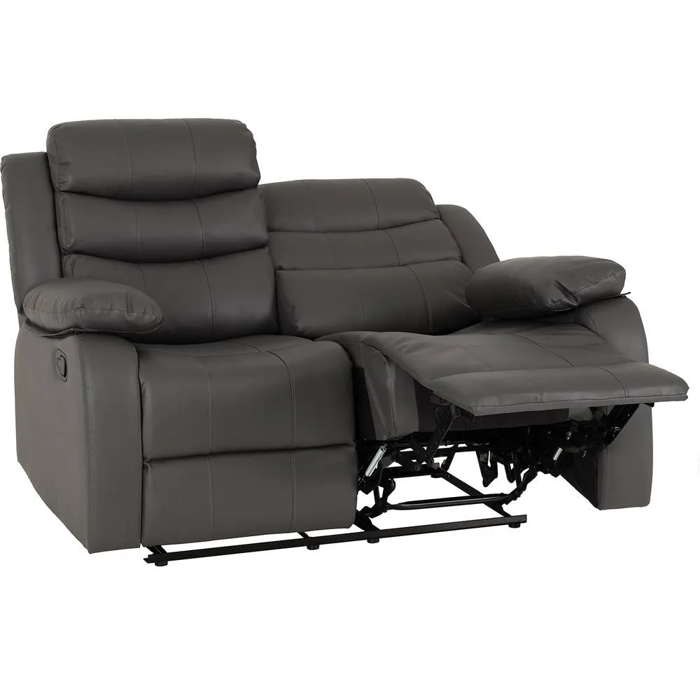 Seconique Roma 2 Seater Recliner Sofa - Grey Faux Leather 2