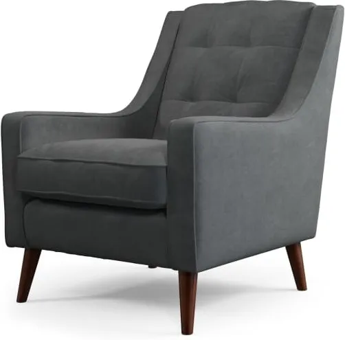 Content by Terence Conran Tobias, Armchair, Plush Shadow Grey Velvet, Dark Wood Leg
