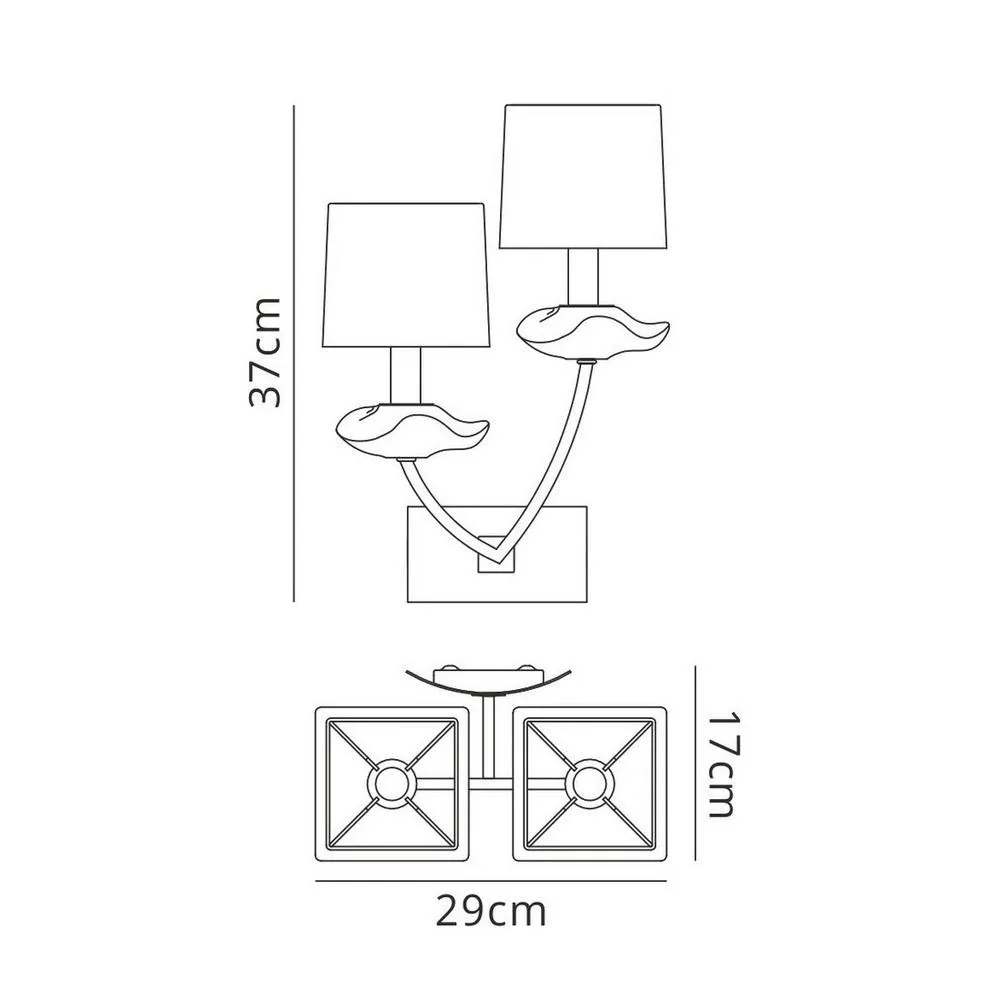 Netlighting Akira Wall Lamp Switched 2 Light E14 Polished Chrome with Black Shades in Grey 2