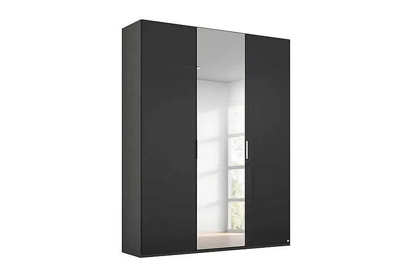 Formes Glass 3 Door Hinged Wardrobe with 1 Mirror - Graphite/Basalt Front