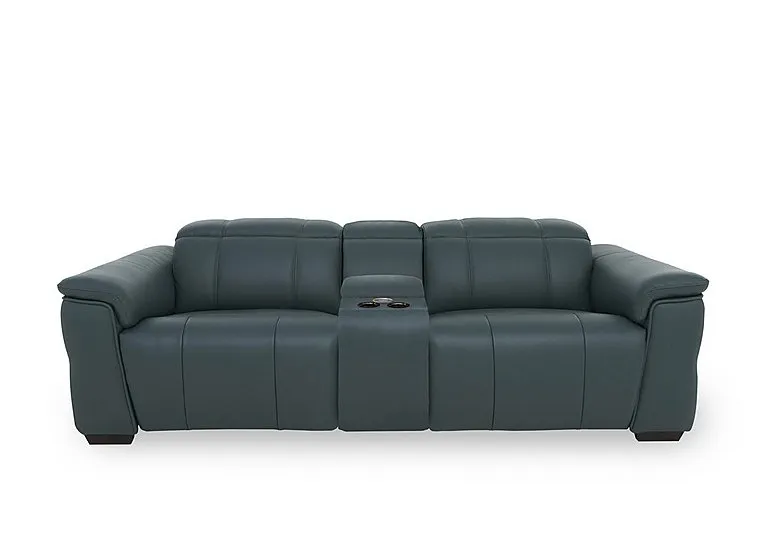 Inca NC Leather 3 Seater Power Recliner Sofa with Pop Up Light Console and Power Headrests - Peacock