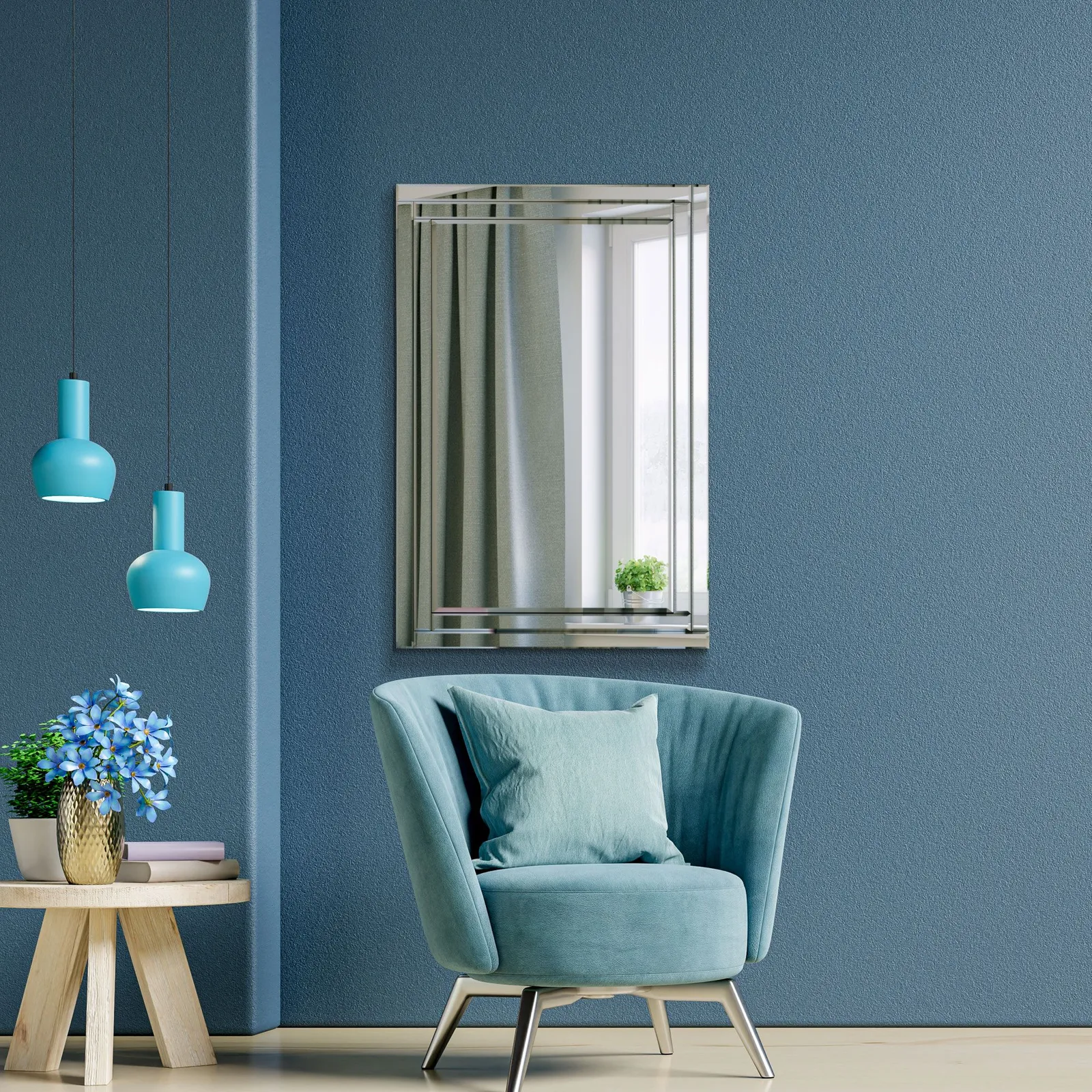 MirrorOutlet Luxford All Glass Bevelled Large Dress Mirror 120 x 80 CM in Silver 2