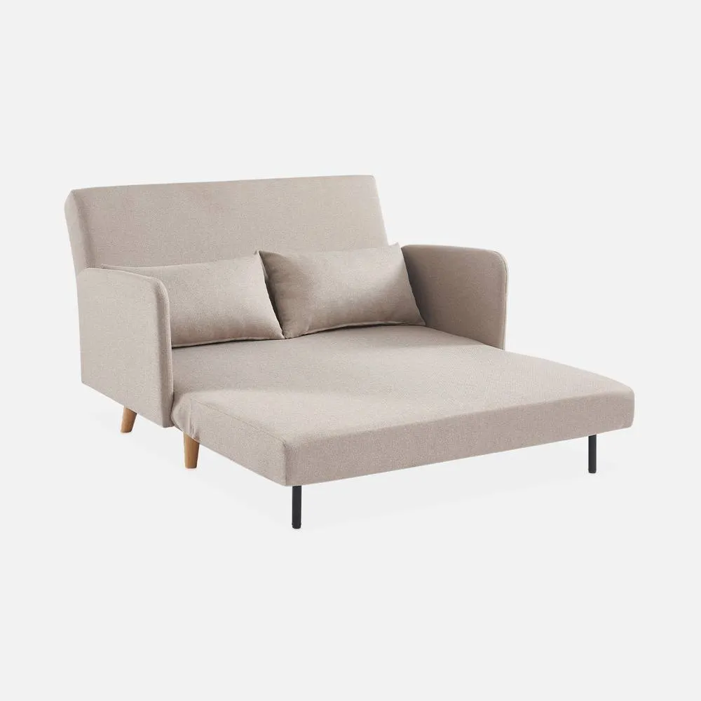 sweeek 2-seater Convertible Sofa Bed With Reclining Backrest in Beige 4