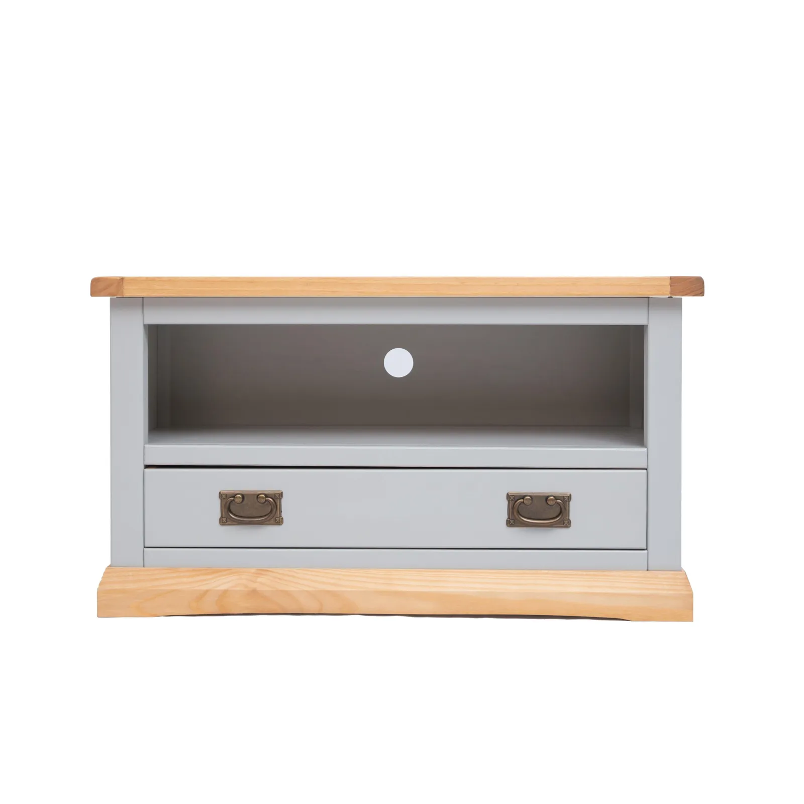 Cabinet Bits Bomporto Light Grey 1 Drawer TV Cabinet Brass Drop Handle