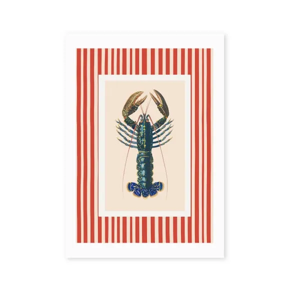 East End Prints Stripy Lobster Print 2