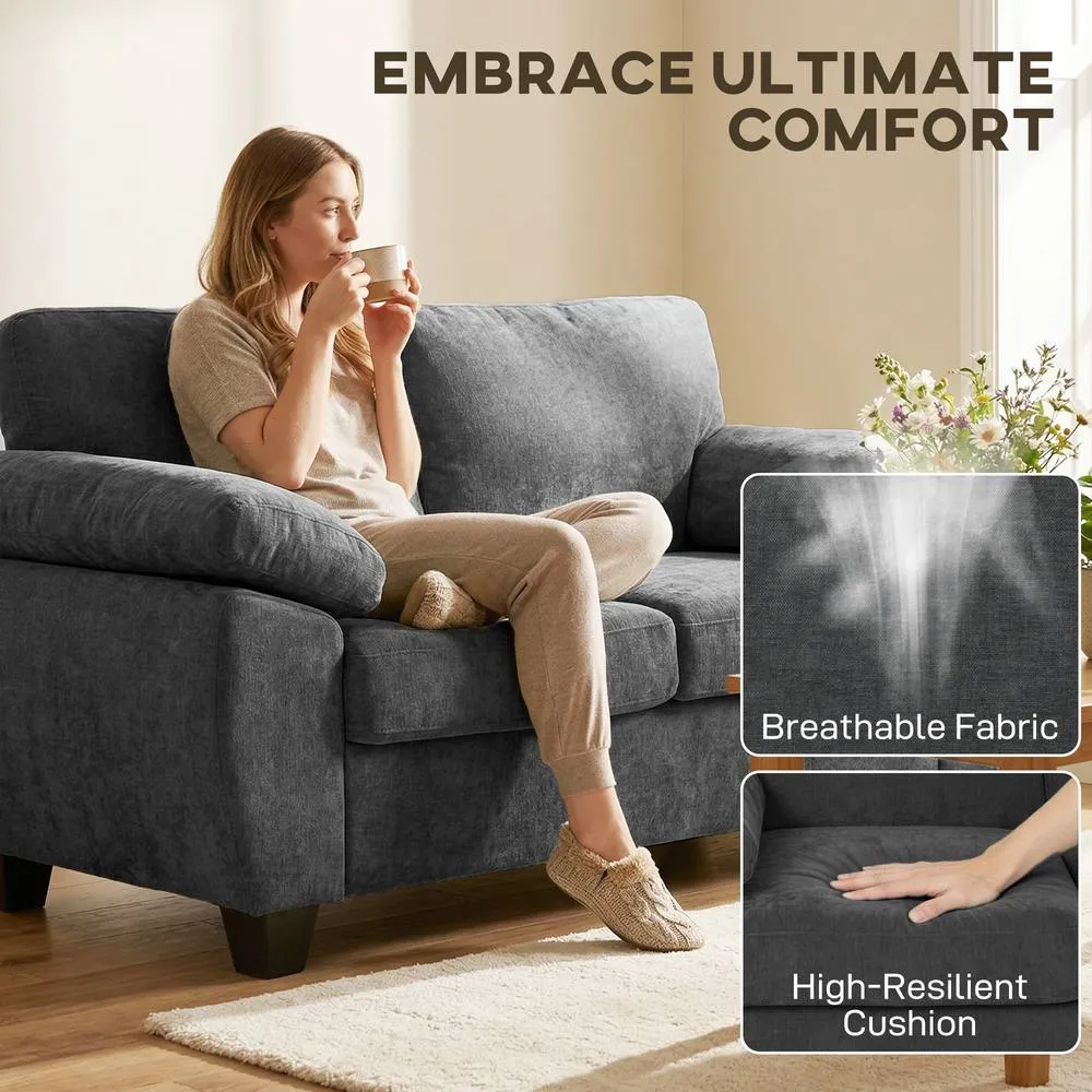 HOMCOM 2 Seater Sofa, Chenille Small Sofa with Spring Cushions in Dark Grey 4