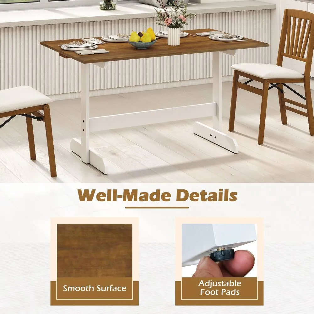 Costway 55 Inch Dining Table for 4-6 People Rectangular Kitchen Table in Brown 5