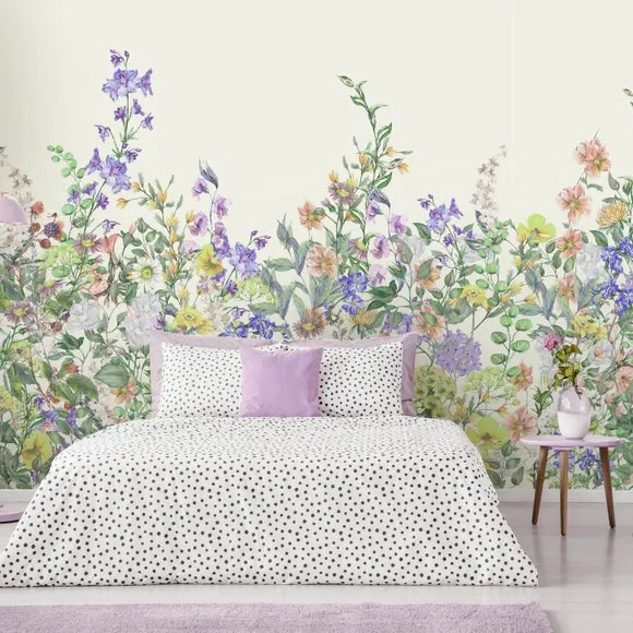Floral Garden Lilac Wall Mural 1