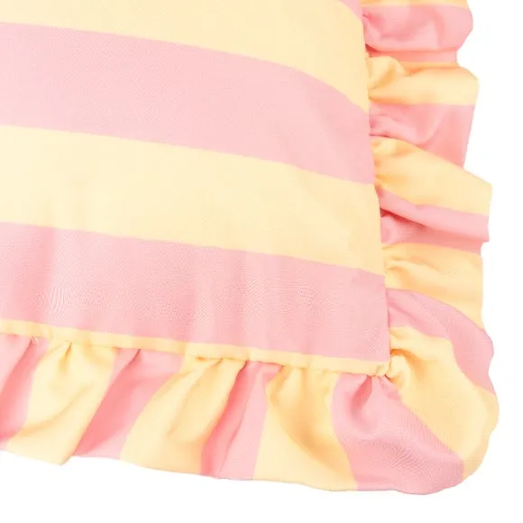 Palm Royale Stripe Ruffle Outdoor Square Cushion 3
