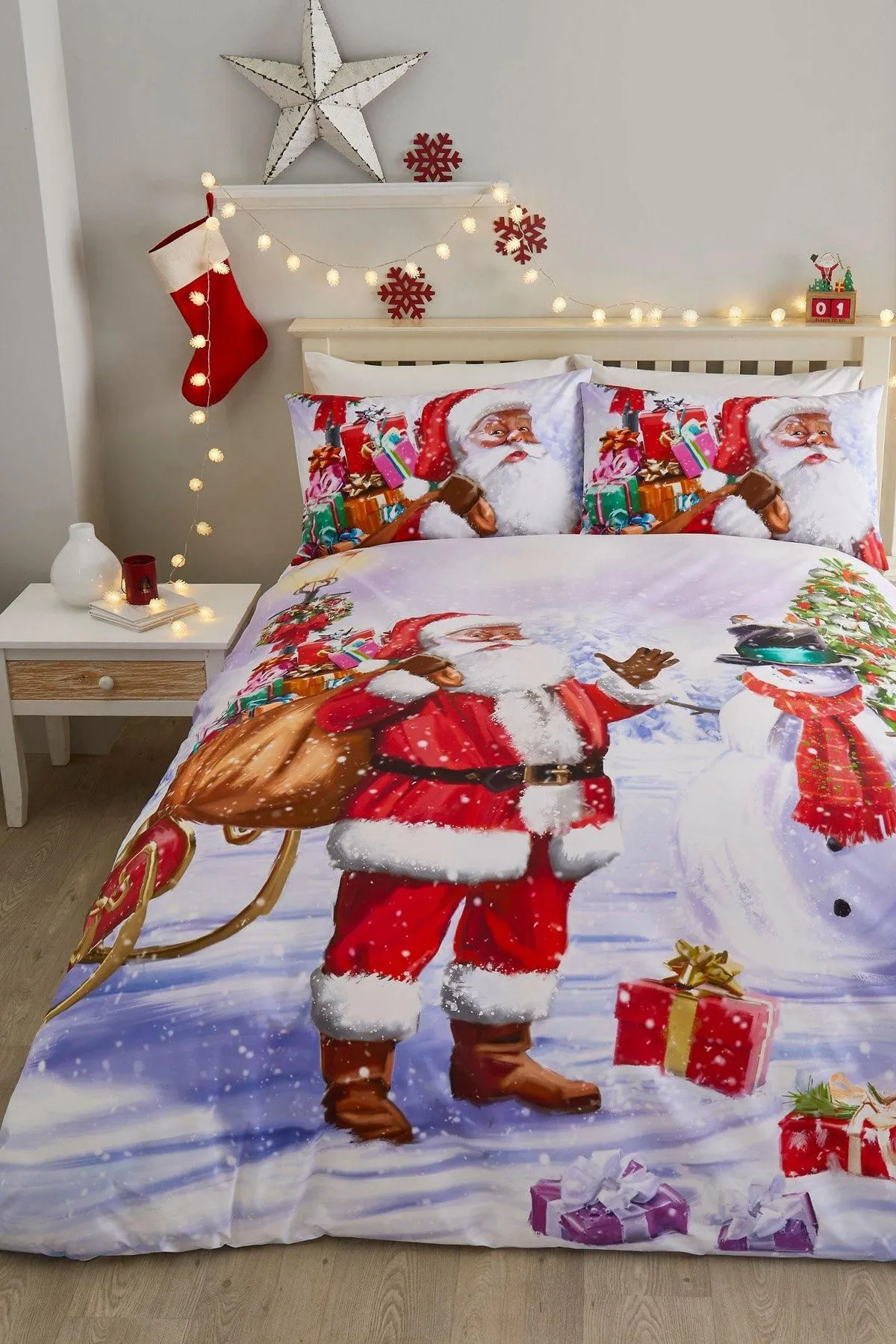 Fusion 'Santa & Snowy' Christmas Print Duvet Cover Set 5