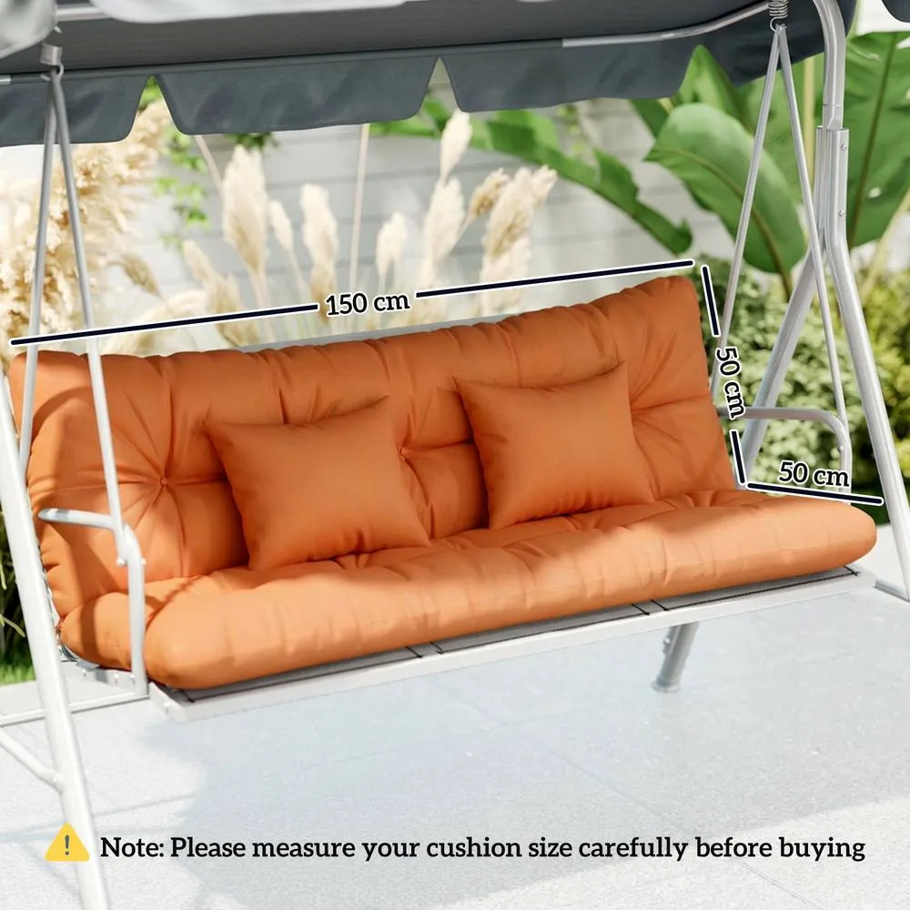 OUTSUNNY Outdoor Seat Cushions Back Cushion with 2 Pillows, Seat Pads in Orange 3