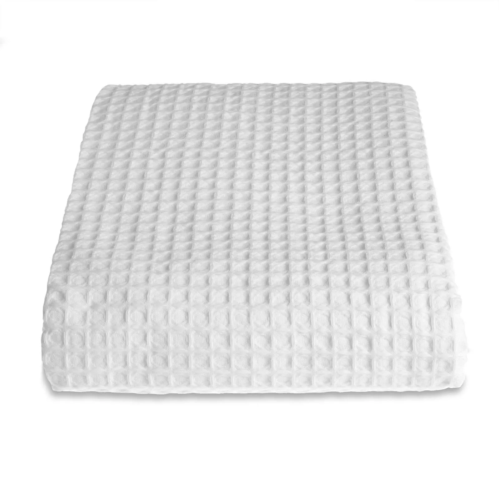Allure Bath Fashions Luxury Hotel Waffle Throw Blanket Bedspread - 100% Cotton in White