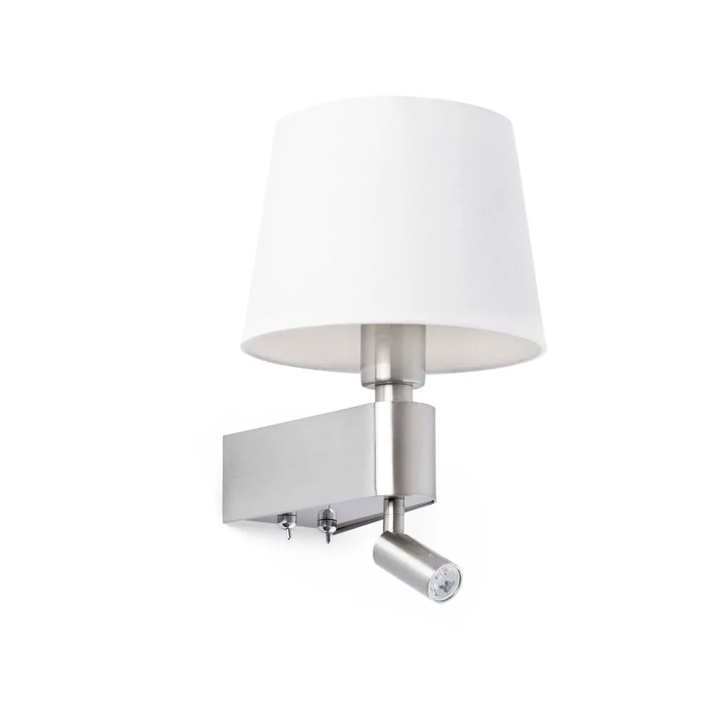 Netlighting Room 1 Light Indoor Wall Light Reading Lamp White Satin Nickel E27