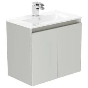 Newland Pearl Slimline Basin Suspended Double Door Unit - 600mm