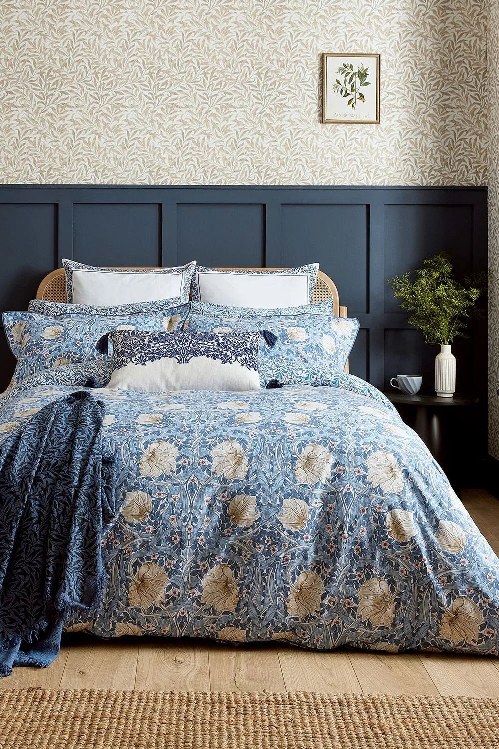 Morris & Co 'Pimpernel' Cotton Duvet Cover Set in Blue