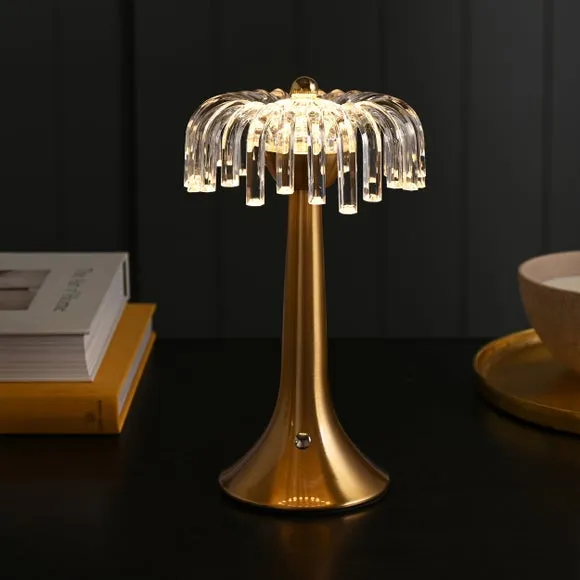 Hestia Bronze Base Crystal Trim Rechargeable Colour Changing LED Touch Table Lamp