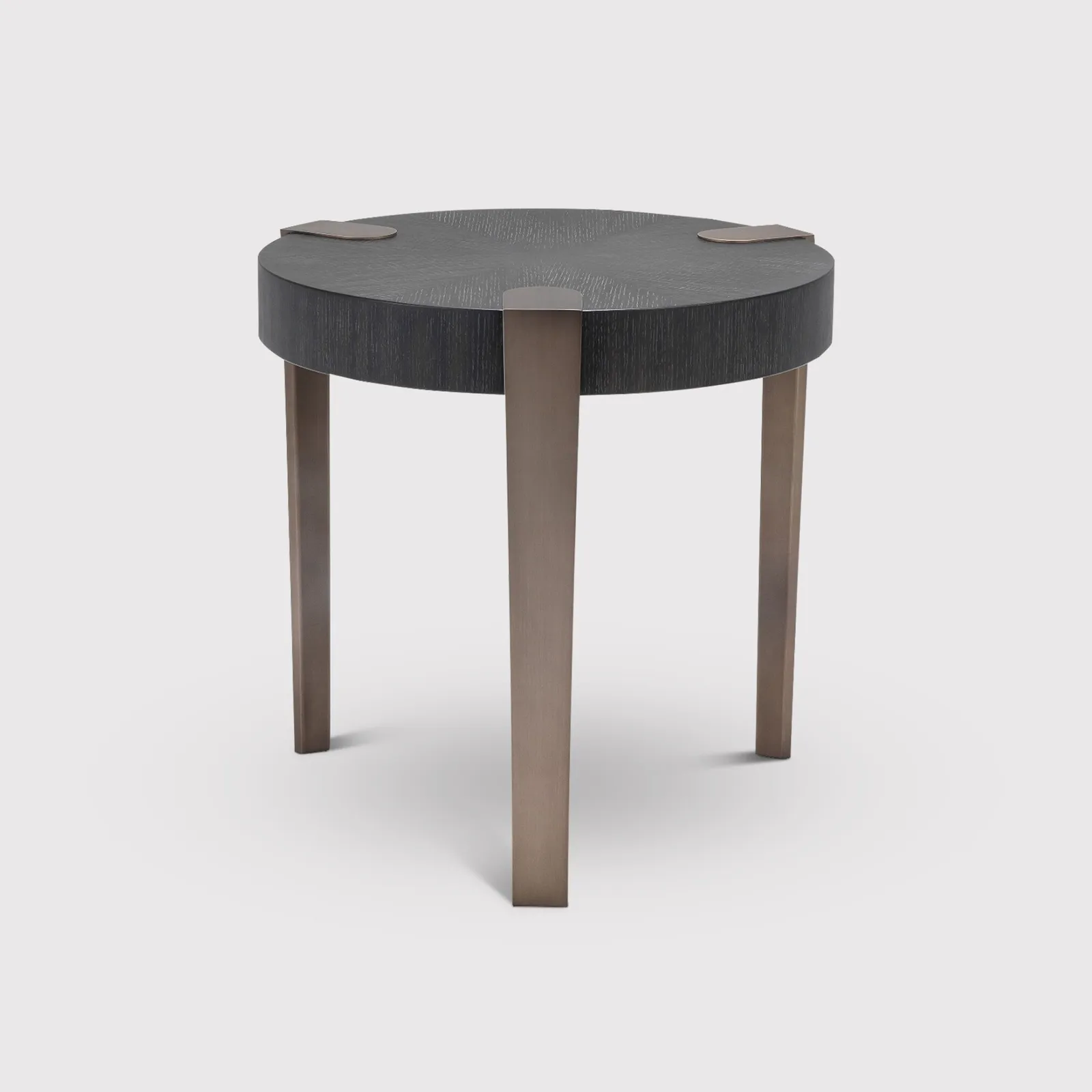 Eichholtz Oxnard Side Table Charcoal Grey Oak Veneer, Round, Black Wood | Barker & Stonehouse