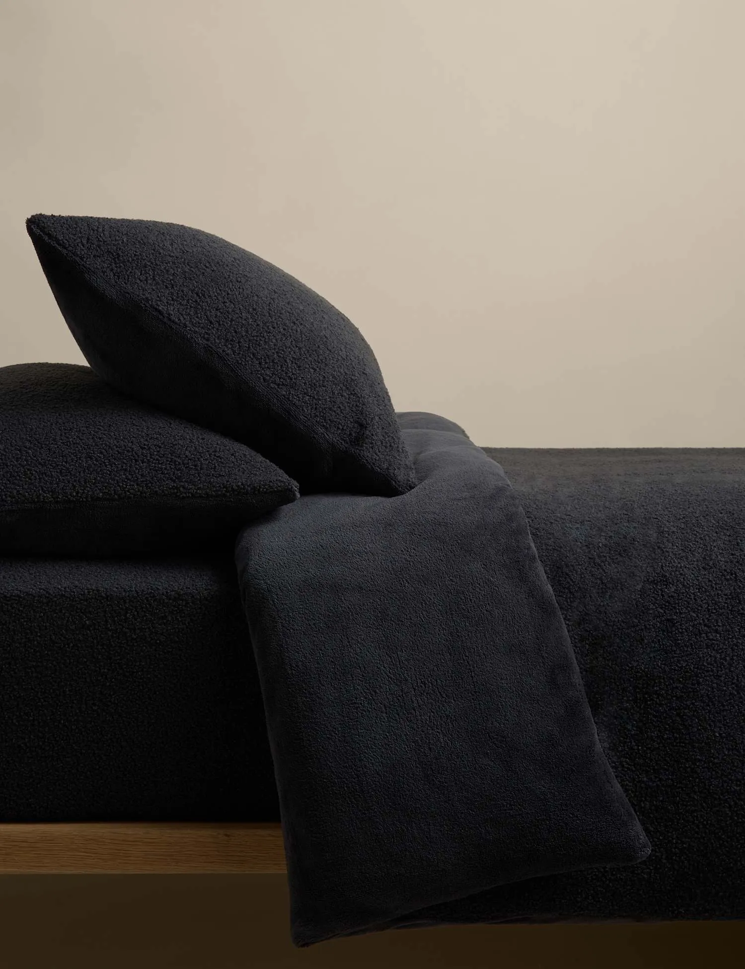 M&S Borg Fleece Bedding Set Slate