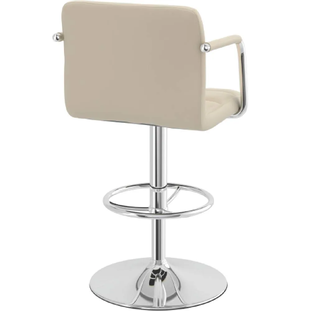 netfurniture Zazy Cream Padded Arm Bar Stool - Adjustable Cream Seat 4