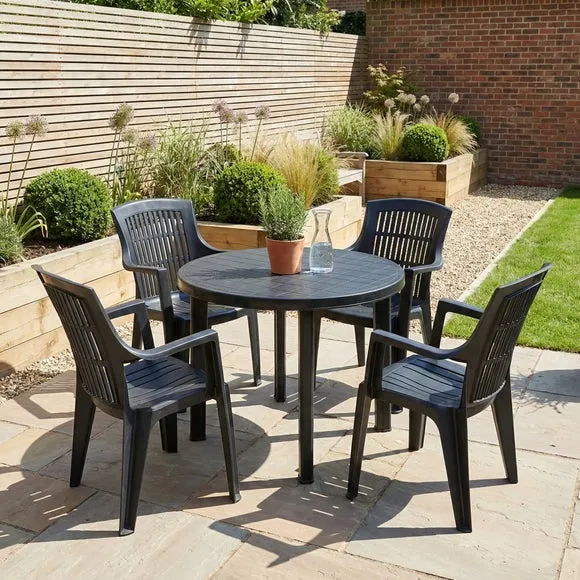 Trabella Athena Round Patio Table with 4 Bonnie Chairs