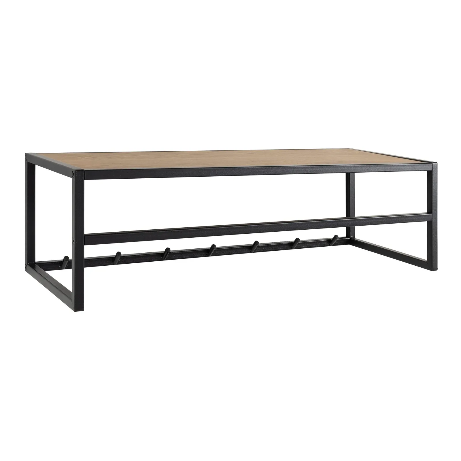 Furniture To Go Seaford Black Metal Coat Rack with Oak Top in Brown