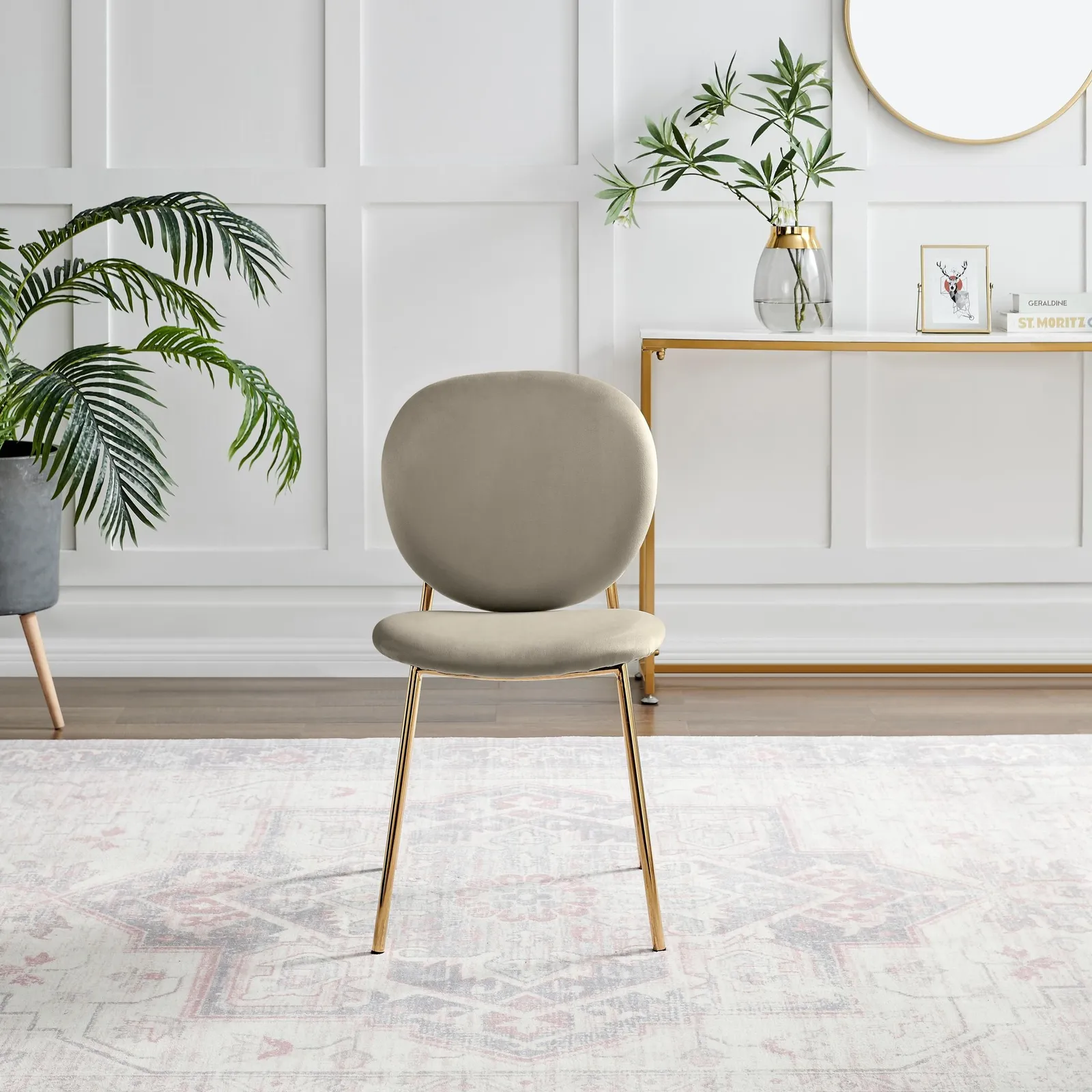 FurnitureboxUK Set of 2 Ivy Modern Velvet Dining Chairs On Gold Legs - Vintage Retro Nod in Taupe 5