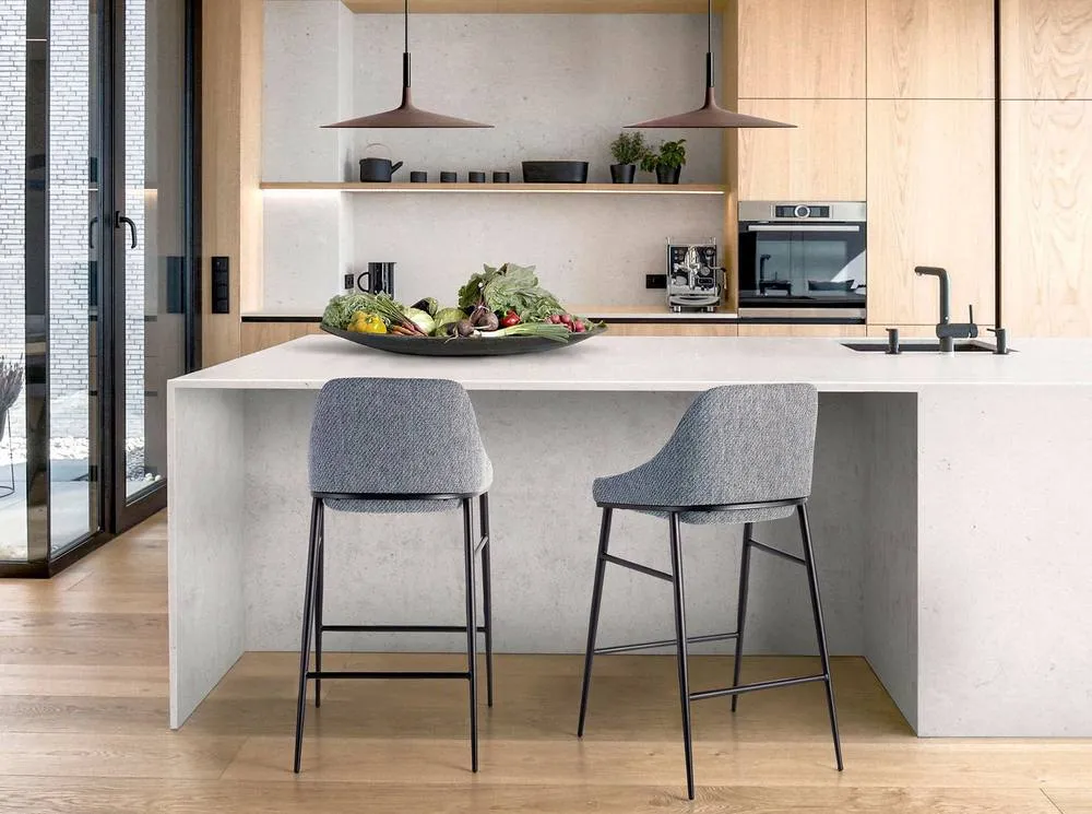 Angel Cerda Grey Fabric Kitchen Stool 49x53x90 cm 3