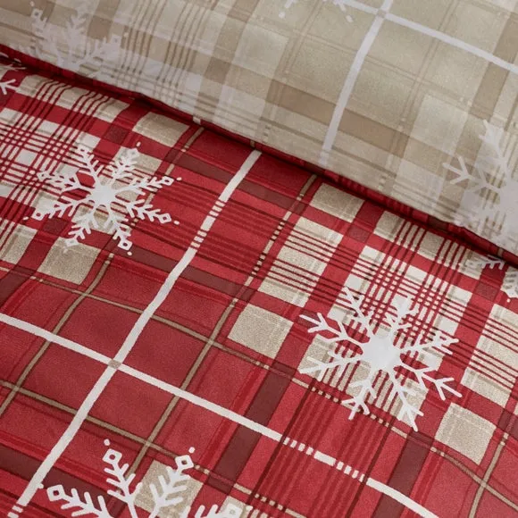 Catherine Lansfield Christmas Scandi Check Polycotton Duvet Cover & Pillowcase Set 3