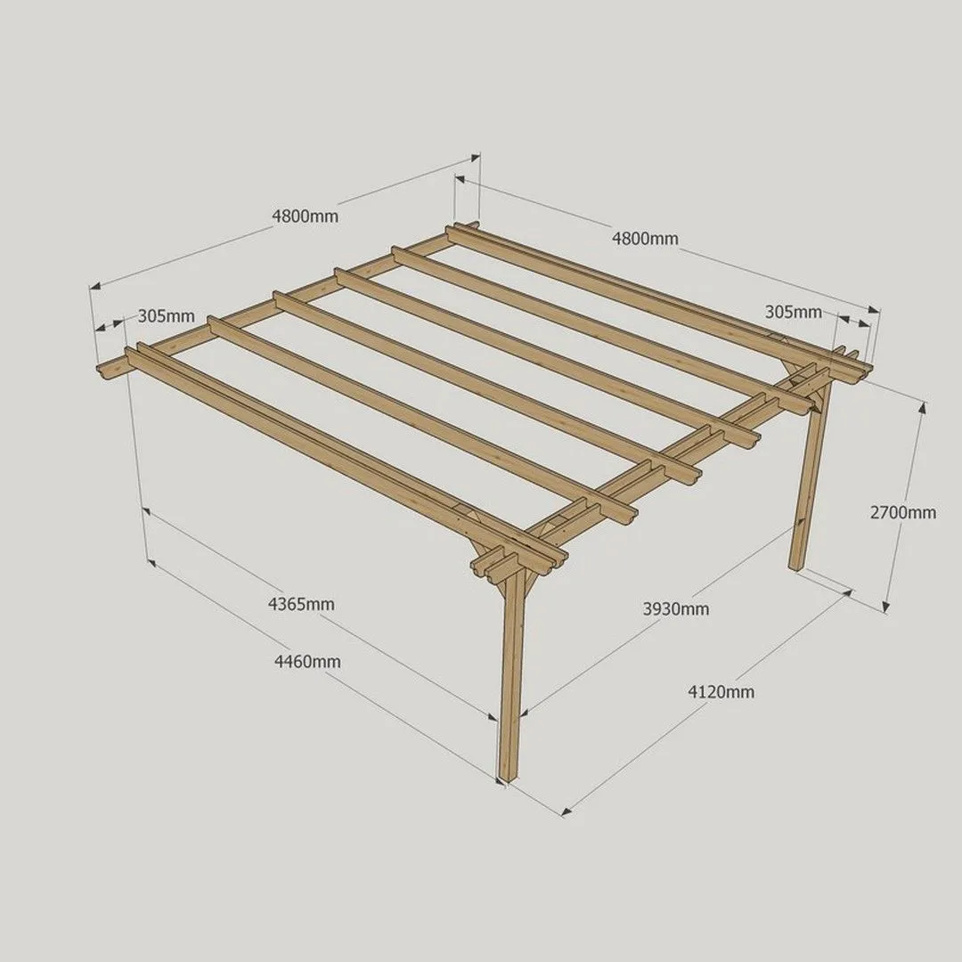 Rutland County Garden Furniture Ltd Wall Mounted Double Garden Pergola, Wood, L480 x W480 x H270cm, Brown in Light Green 3