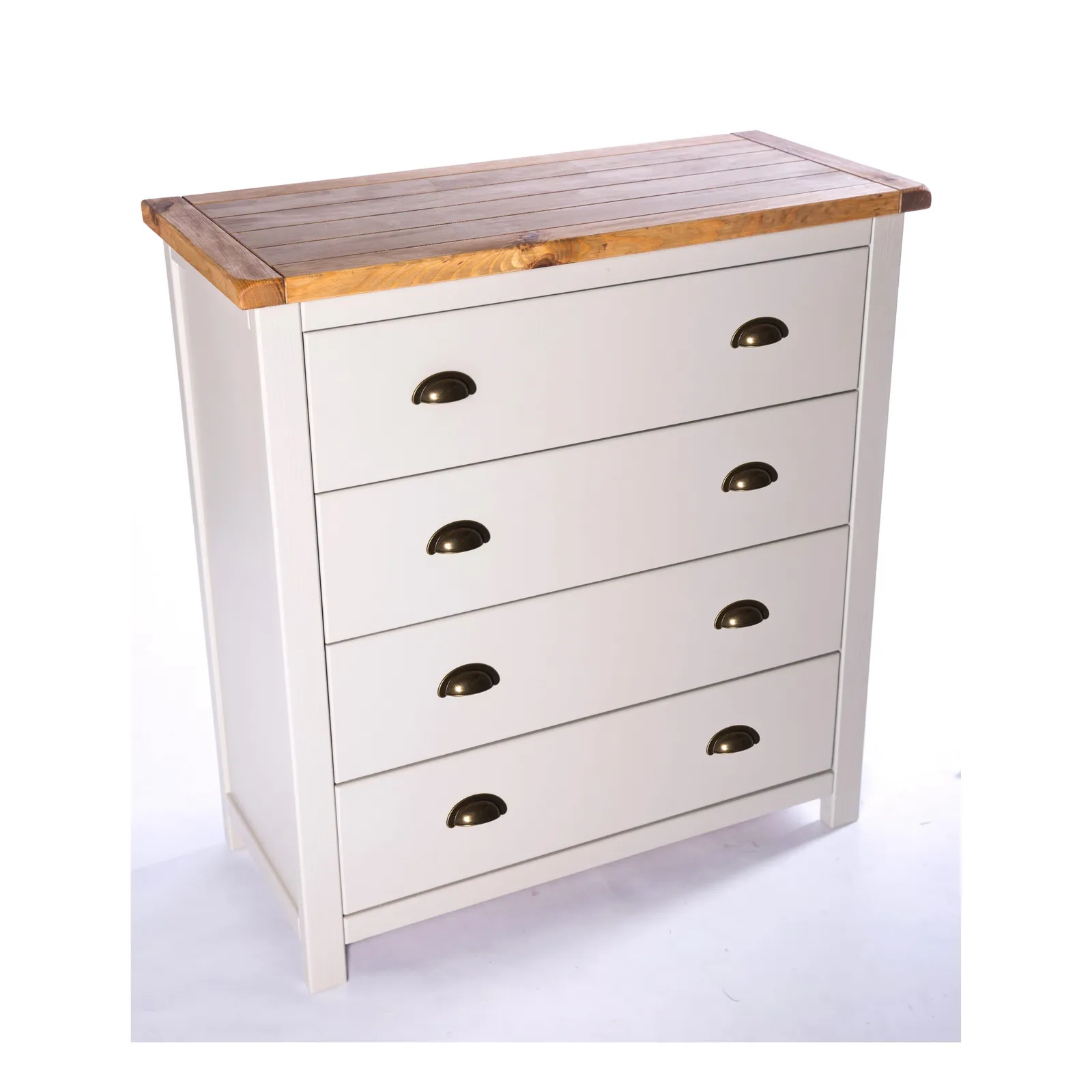 Cabinet Bits Argenta 4 Drawer Chest of Drawers Brass Cup Handle in Light Grey 3