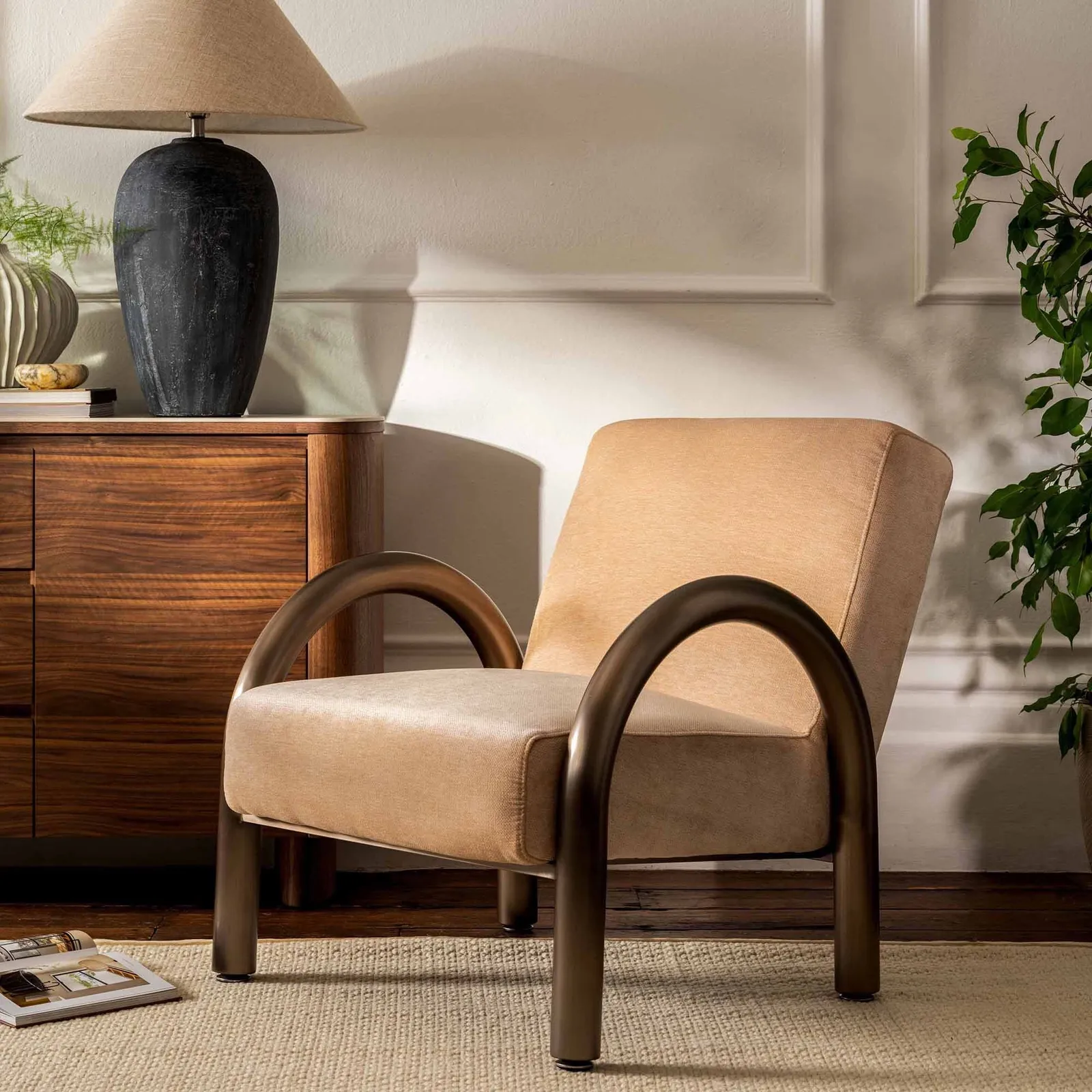 Tolliver Armchair, Brown Fabric | Barker & Stonehouse 2