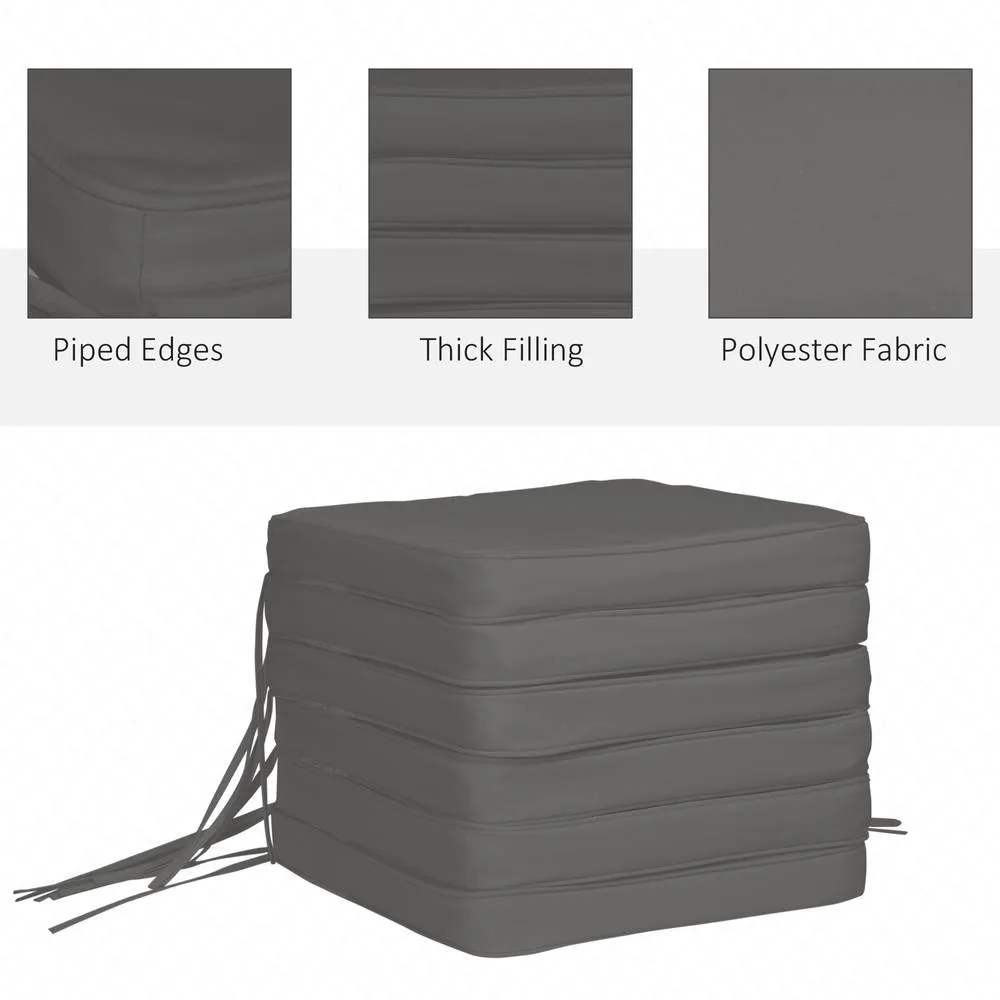 OUTSUNNY Set of 6 Chair Cushion Seat Pads Dining Chair w/ Straps in Grey 4