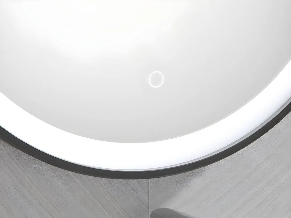 Vente-unique Round Illuminated Black Bathroom Mirror With Leds - D. 60 Cm - NUMEA 6