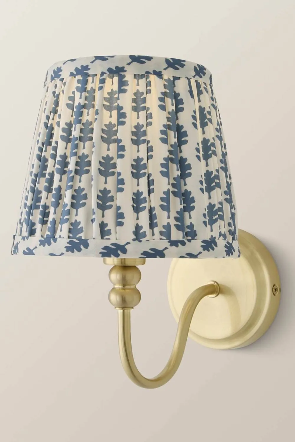 ValueLights Binky Pair of Rechargeable Gold Wall Lights with Floral Pleated Shades in Mid Blue 4