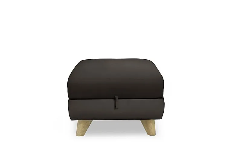 Malmo Leather Storage Footstool - Dark Chocolate