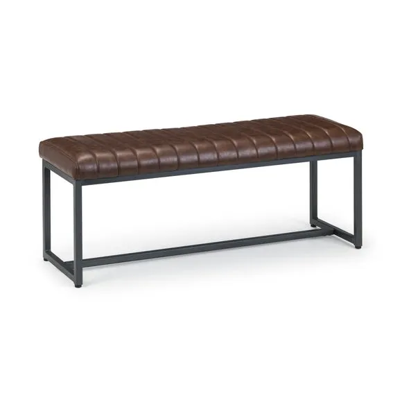 Brooklyn 2 Seater Dining Bench, Brown Faux Leather, 120cm 2