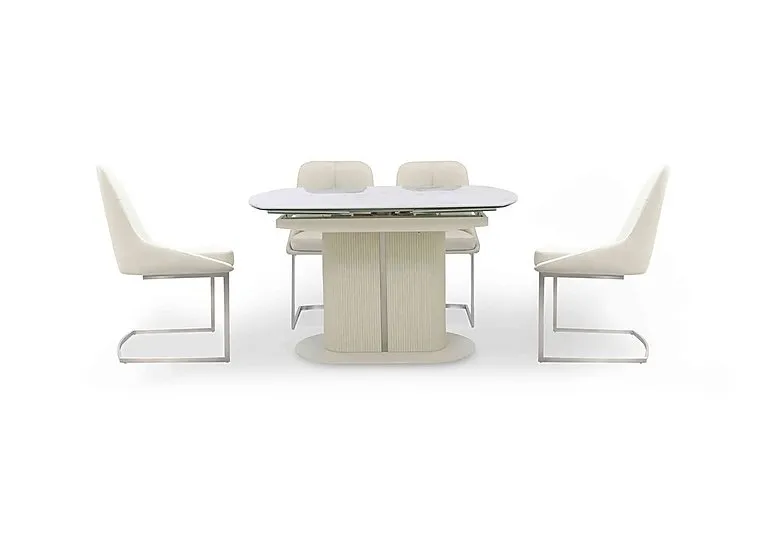 Avorio Swivel Extending Dining Table and 4 Cantilever Chairs Set
