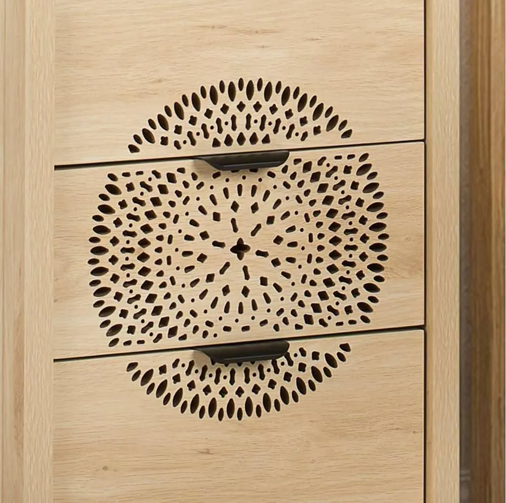 Birlea Pair of Flora 3 Drawer Bedside Cabinet Chest Table Light Oak in Beige 3