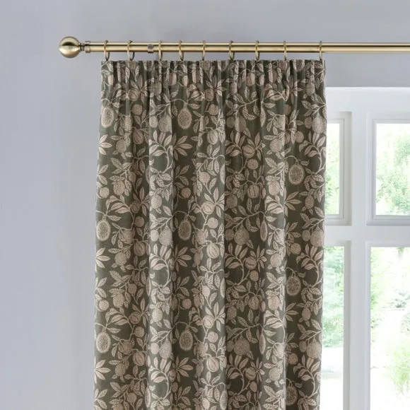 Vintage Pod Linen Print Pencil Pleat Curtains