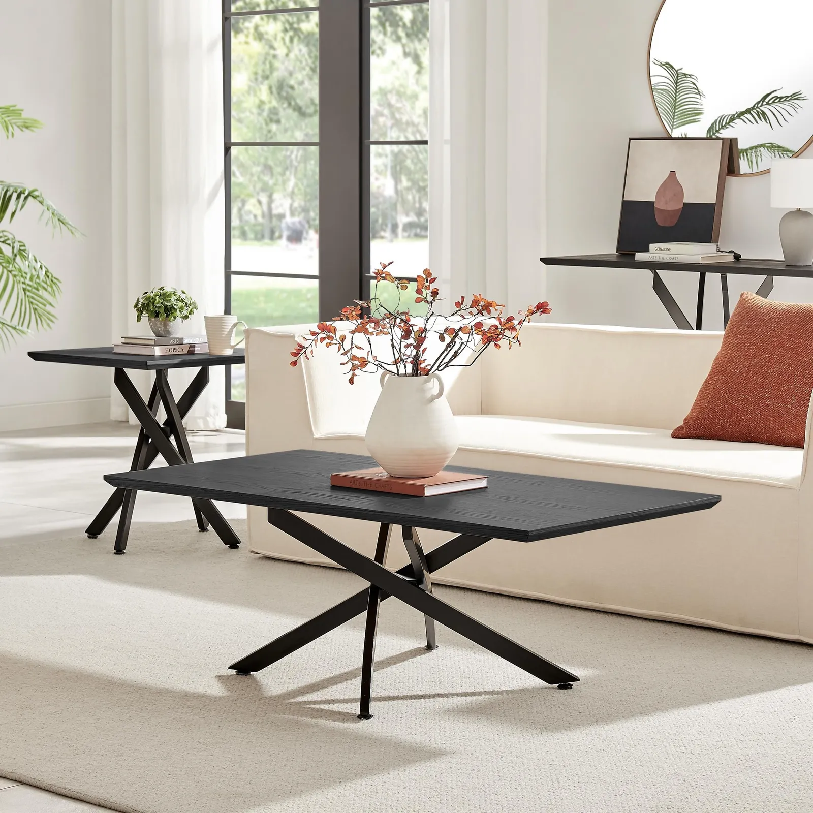FurnitureboxUK Leonardo Rectangular Black Wood Veneer Coffee Table