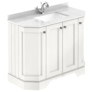 Bayswater Victrion Pointing White Angled Traditional Freestanding Vanity Unit & White Marble Top Basin - 1000mm
