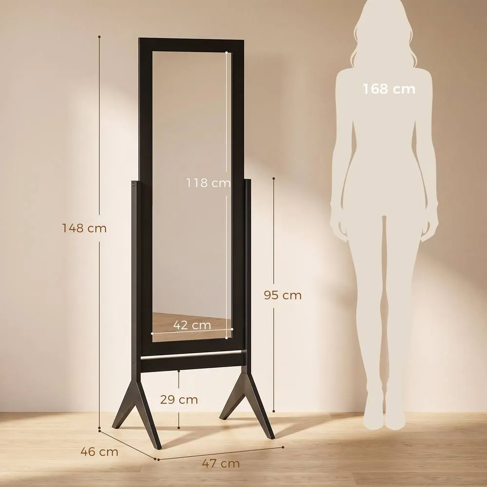 HOMCOM Adjustable Angle Full Length Mirror, Black 3
