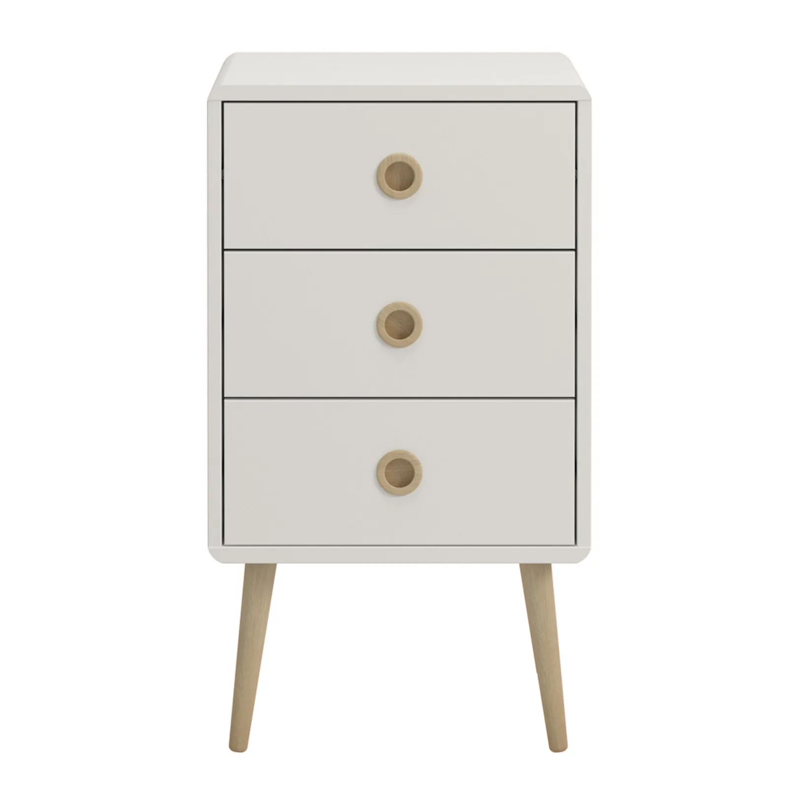 Softline 3 Drawer Bedside Table White
