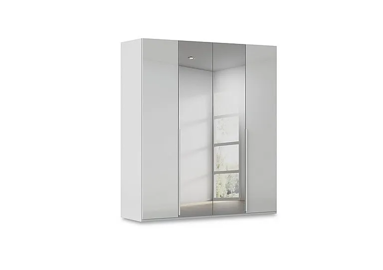 Haven 201cm 4 Door Hinged Wardrobe with 2 Glass and 2 Mirror Doors