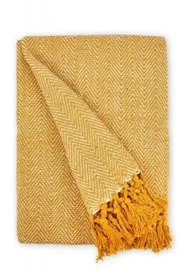 New Edge Blinds NewEdgeBlinds Hartley Collection Recycled Cotton Throw in Ochre (70" x 100"), Yellow