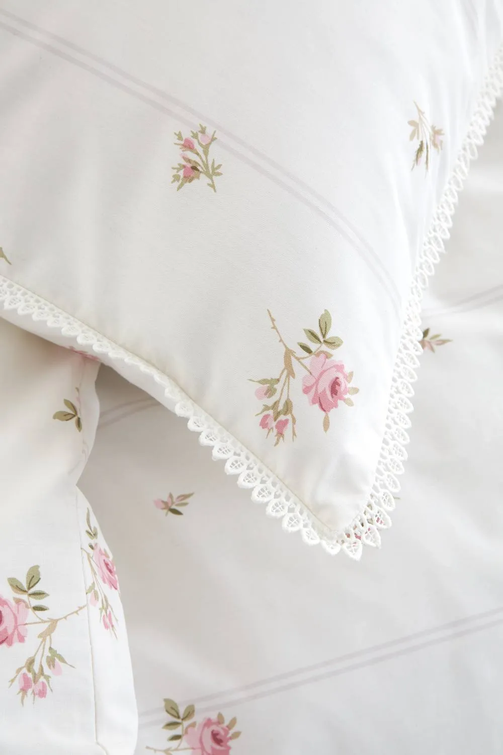 Bianca 'Vintage Rosebud Lace' 200 TC Cotton Reversible Duvet Cover Set in Cream 4