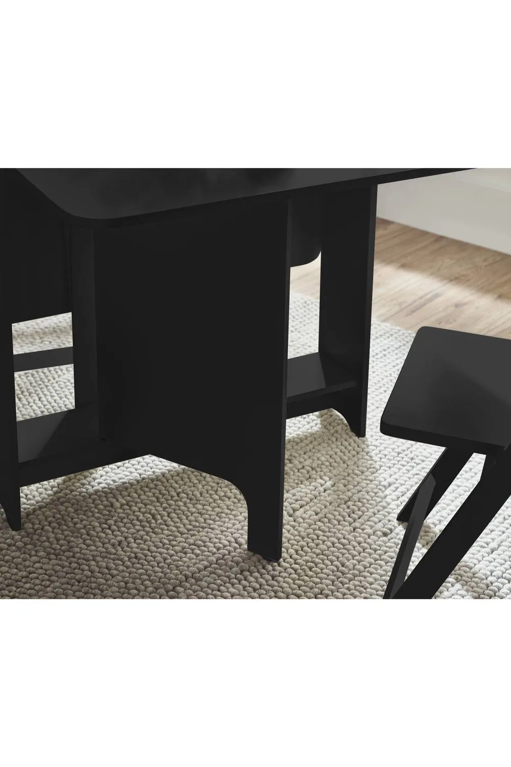 Julian Bowen Gatan 2 Seater Compact Drop Leaf Dining Set with Folding Chairs in Black 5