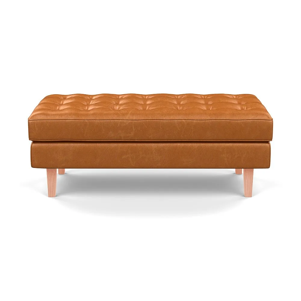 Heal's Hepburn Ottoman In Stonewash Leather Toffee 277 1