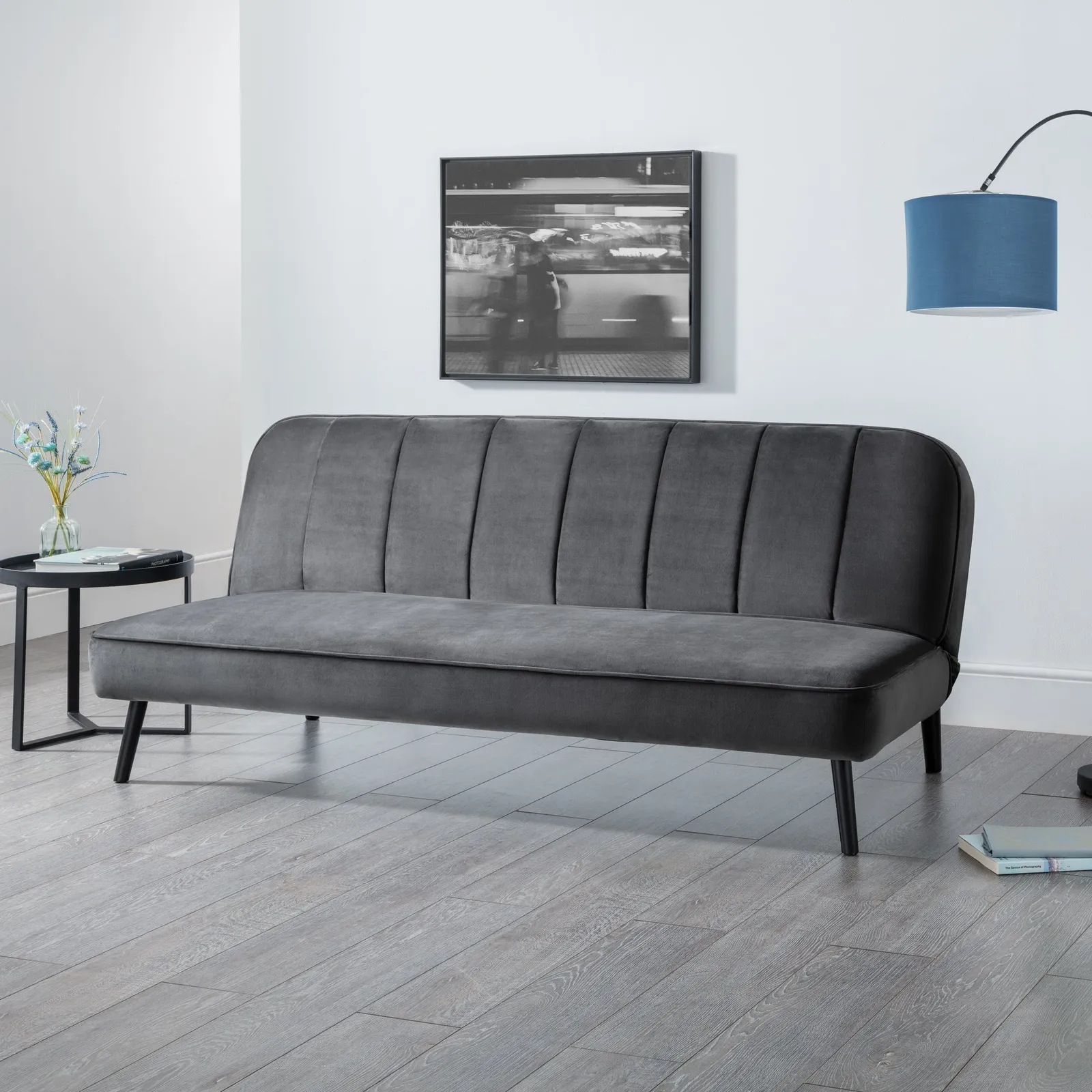 Miro Velvet Clic Clac Sofa Bed Grey
