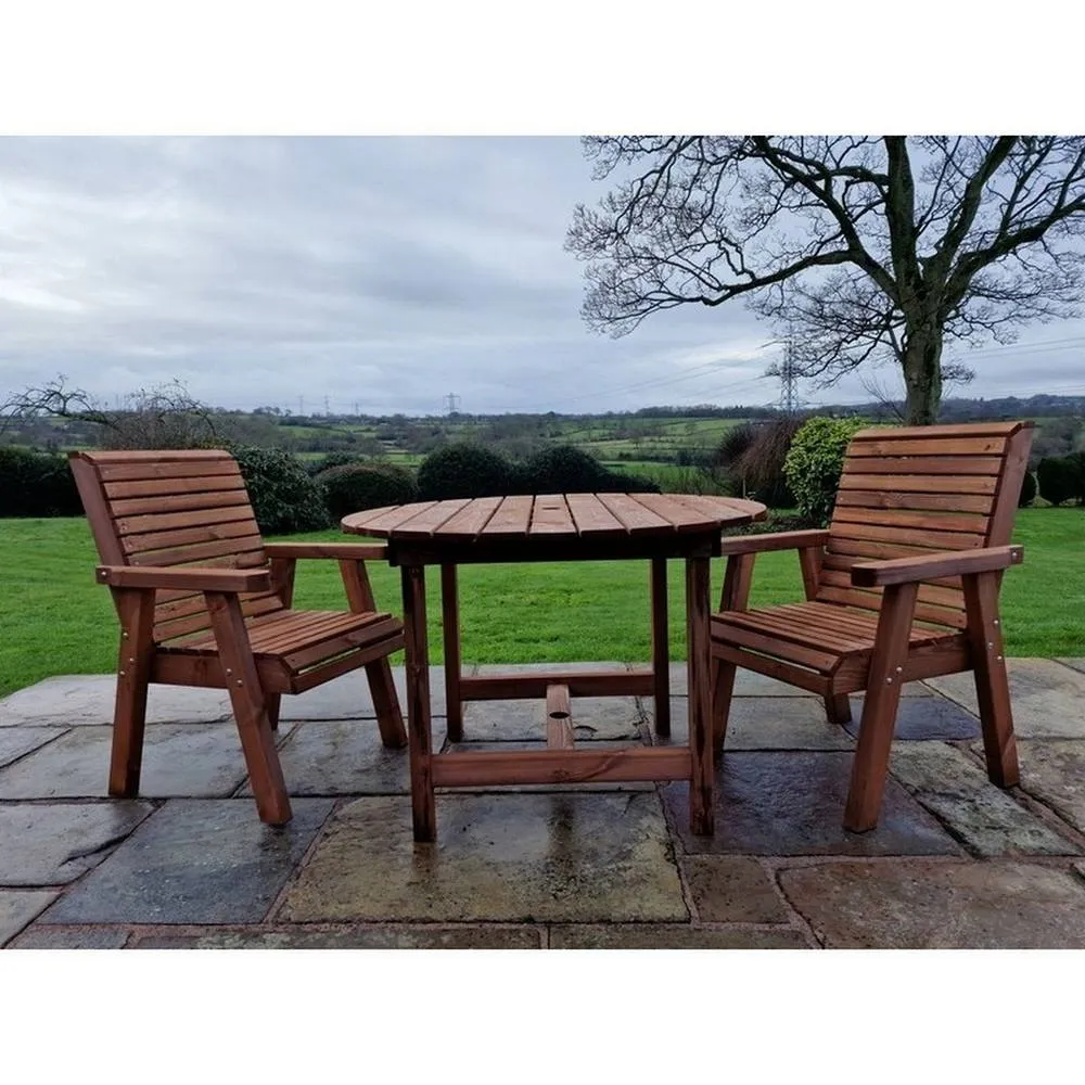 Churnet Valley Garden Furniture Ltd Valley 2 Seat Round Set 2XC - Timber - Minimal Assembly Required in Brown 6